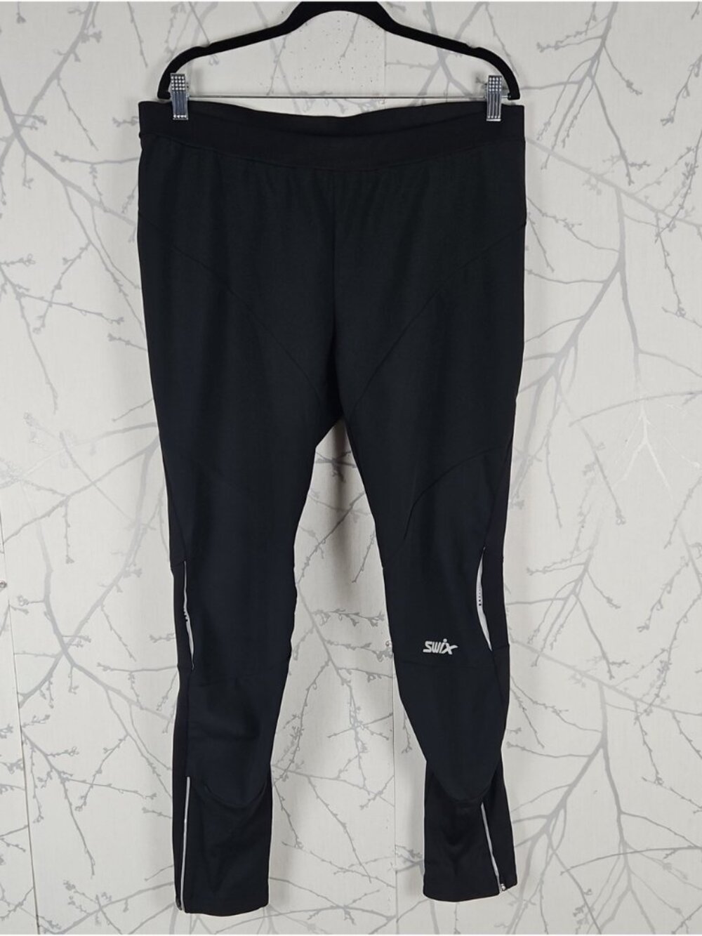 Swix Black Softshell Pull On Ankle Zip Cycling Tights